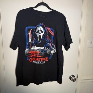 Ghostface Movie Club Graphic Tee - Black with Red & Blue Print XL